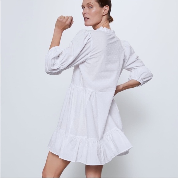 Zara White Cotton Dress - Picture 10 of 12